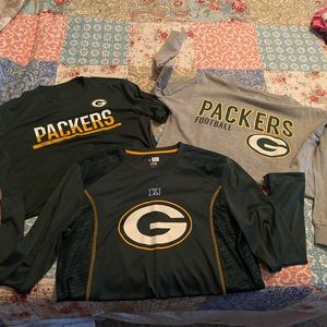 Three mens large Packer shirts
